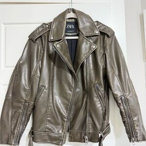 Zara Shiny Silver Biker Jacket